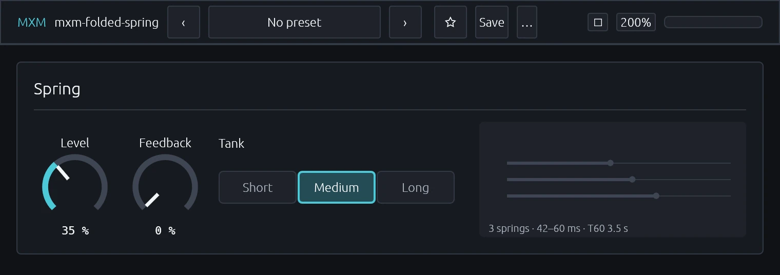 The mxm-folded-spring editor, at 200 % zoom